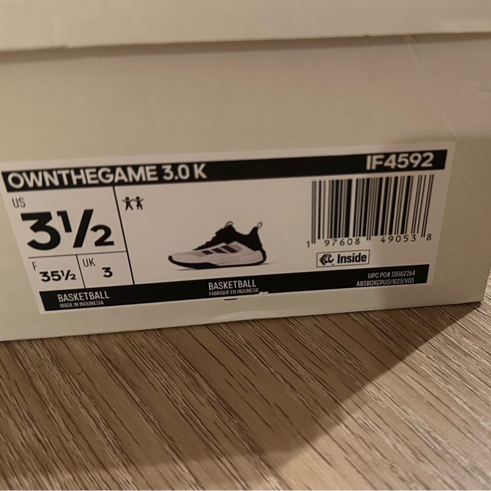 Adidas Kids' Black and White Basketball Sneakers - Picture 3 of 6